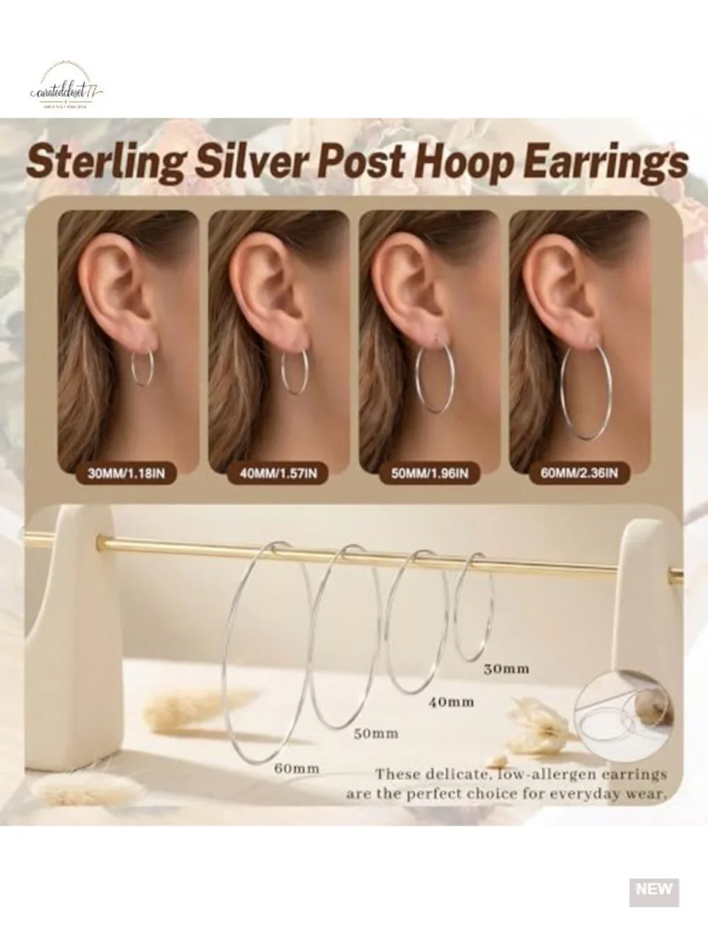 1.2mm 925 Sterling Silver Hoop Earrings Lightweight Large Endless Hoops Women